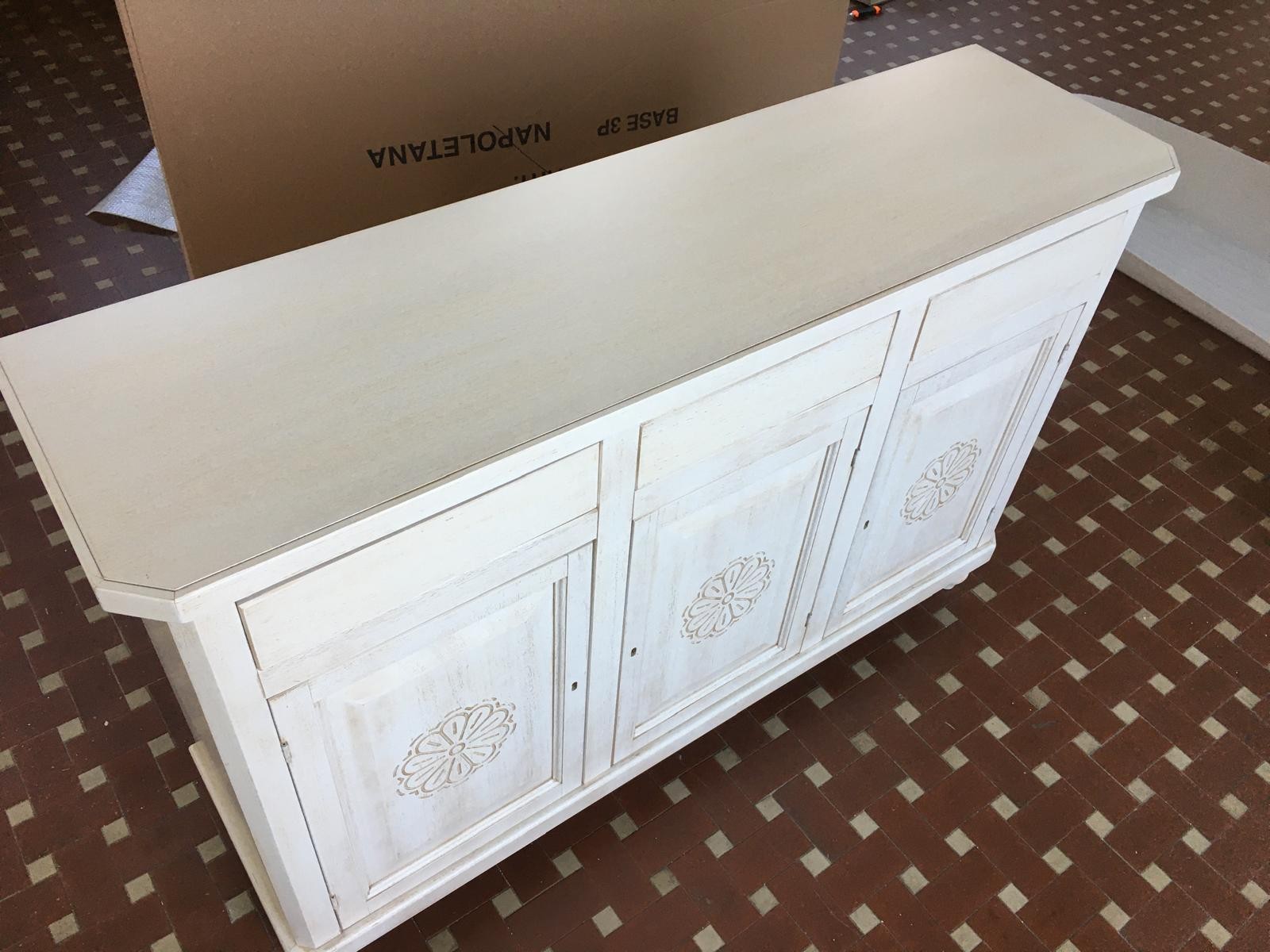 Madia credenza napoletana bianco invecchiato l.150 p.43 h.98 - Mobili 2G