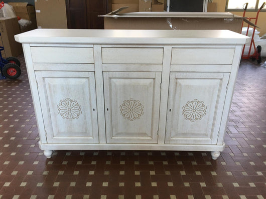 Madia credenza napoletana bianco invecchiato l.150 p.43 h.98 - Mobili 2G