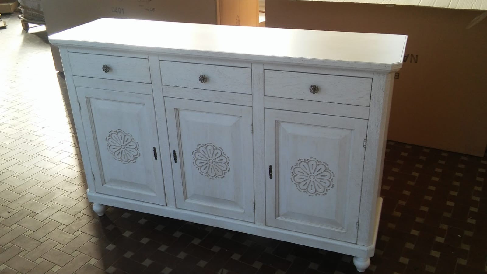 Madia credenza napoletana bianco invecchiato l.150 p.43 h.98 - Mobili 2G