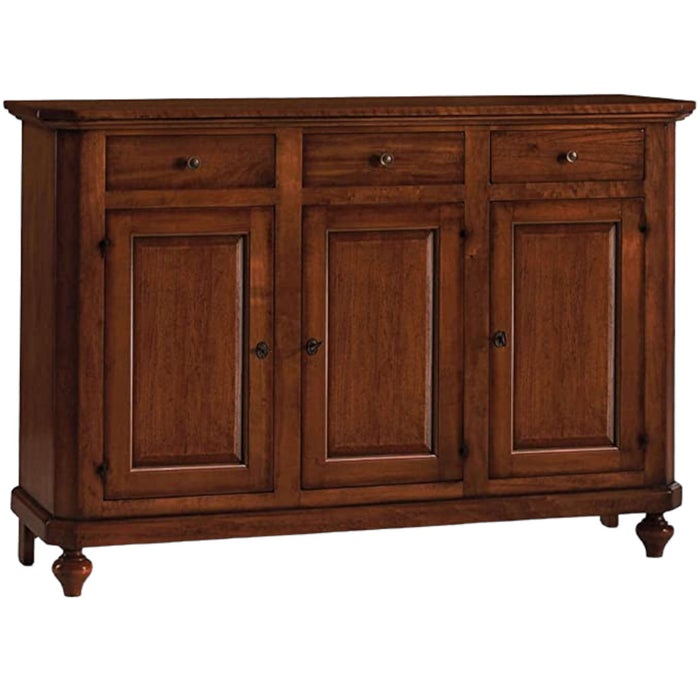 Madia credenza napoletana in legno 3 ante tinta noce 150x43x98