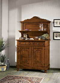 Madia credenza piattaia in legno arte povera tinta noce  l.121 p.51 h.112