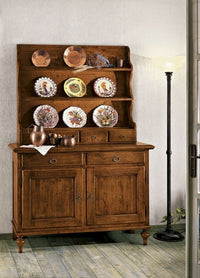 Madia credenza piattaia in legno tinta noce l.137 p.50 h.200 (516+517) - Mobili 2G