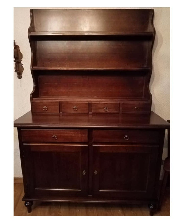 Madia credenza piattaia in legno tinta noce l.137 p.50 h.200 (516+517) - Mobili 2G