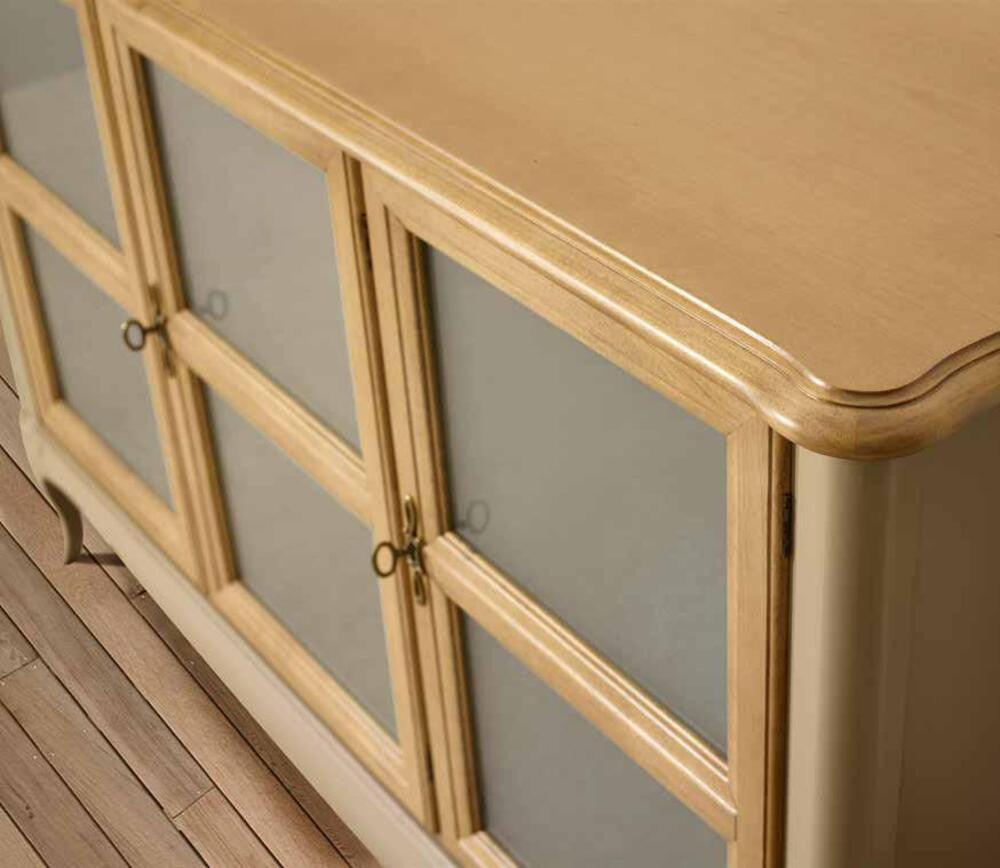 Madia credenza provenzale in legno 3 porte l.141 p.47 h.90 - Mobili 2G