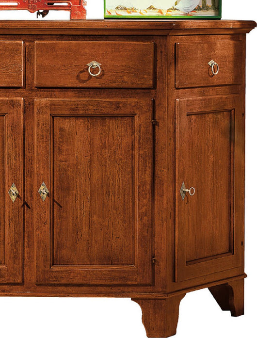 Madia credenza scantonata in legno massello 4 porte tinta noce l.158 p.48 h.102 (977) - Mobili 2G