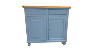 Madia credenza shabby 2 porte legno azzurro noce 104x43x98 - Mobili 2G