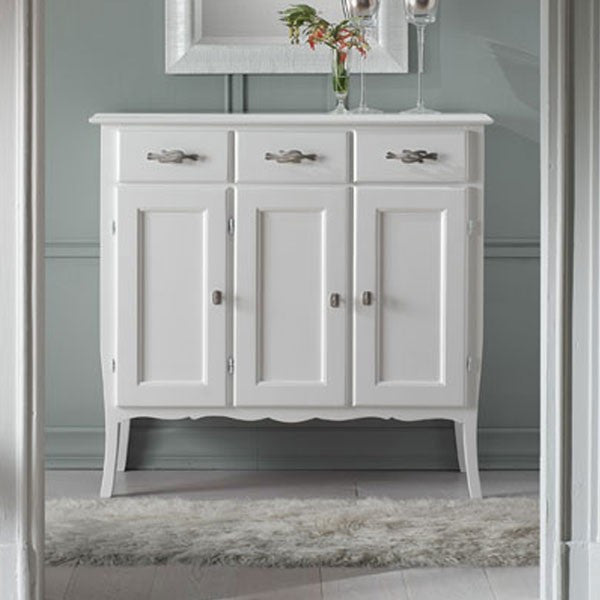 Madia credenza shabby chic 3 ante 3 legno bianco l.105 p.42 h.101 - Mobili 2G