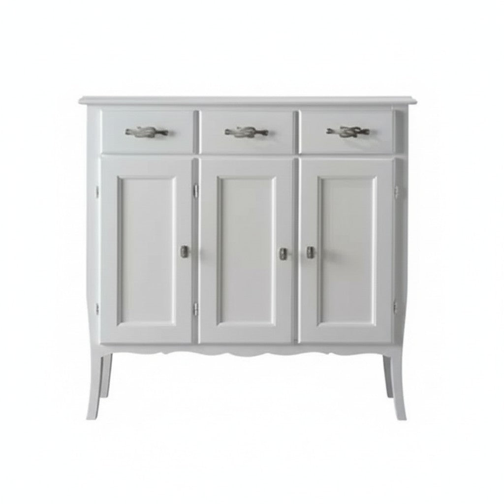 Madia credenza shabby chic 3 ante 3 legno bianco l.105 p.42 h.101 - Mobili 2G