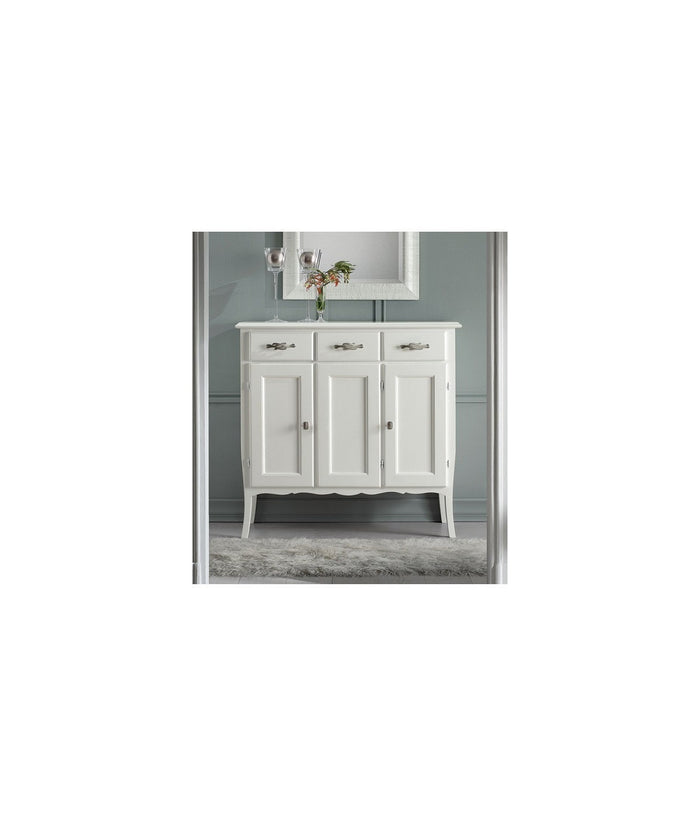 Madia credenza shabby chic 3 ante 3 legno bianco l.105 p.42 h.101 - Mobili 2G