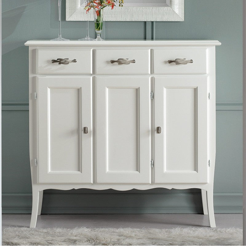 Madia credenza shabby chic 3 ante 3 legno bianco l.105 p.42 h.101 - Mobili 2G