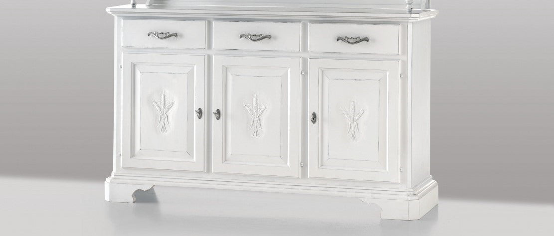 Madia credenza shabby chic 3 ante in legno arte povera 163x49x98 - Mobili 2G