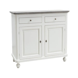 Madia credenza shabby chic bianco/grigio in legno 2 porte 104x43x98