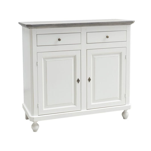 Madia credenza shabby chic bianco/grigio in legno 2 porte 104x43x98