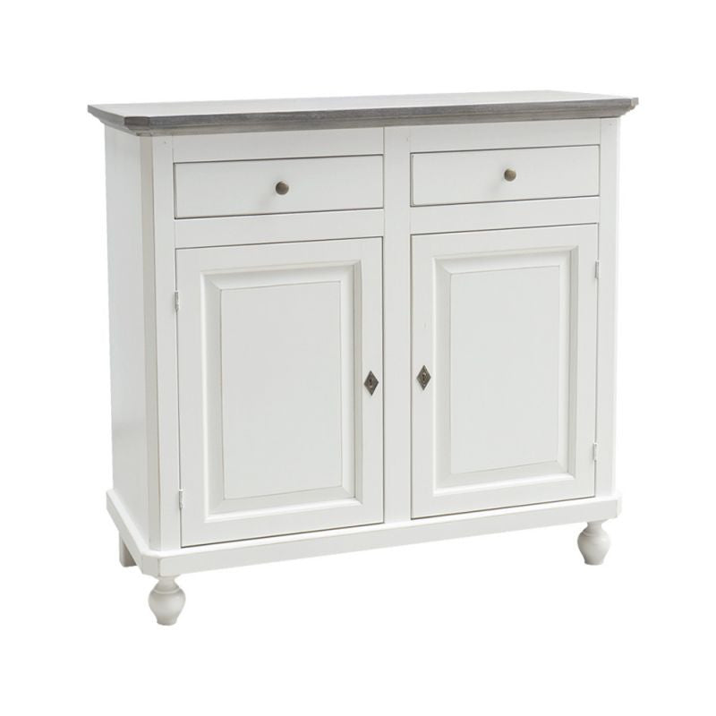 Madia credenza shabby chic bianco/grigio in legno 2 porte 104x43x98