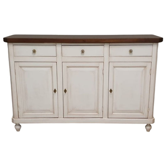 Madia credenza shabby chic bicolore in legno 3 porte 150x43x98 - Mobili 2G