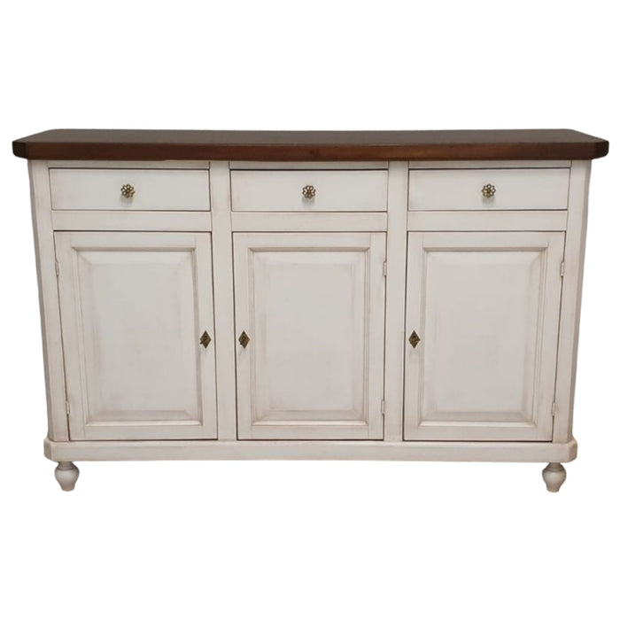 Madia credenza shabby chic bicolore in legno 3 porte 150x43x98 - Mobili 2G
