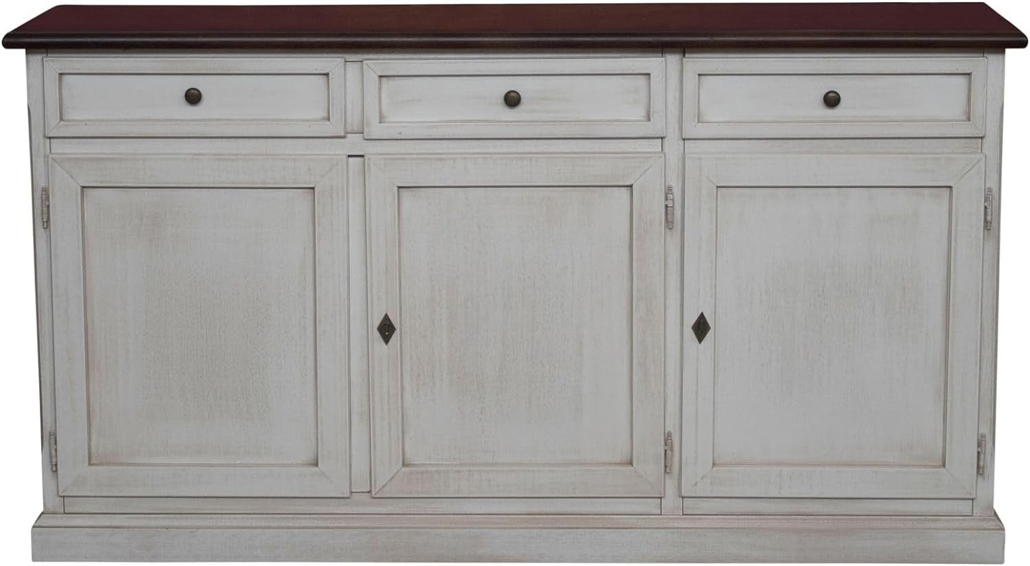 Madia credenza shabby chic bicolore in legno 3 porte l.156 p.42 h.85 - Mobili 2G