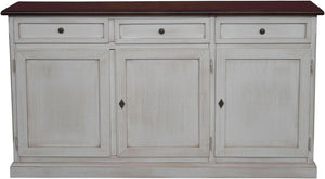 Madia credenza shabby chic bicolore in legno 3 porte l.156 p.42 h.85 - Mobili 2G