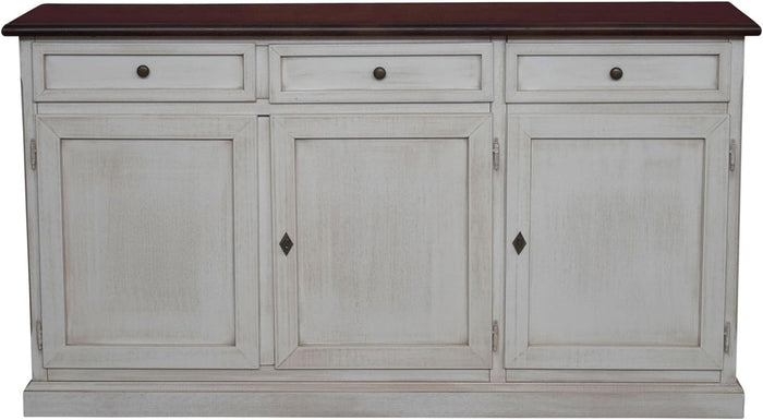 Madia credenza shabby chic bicolore in legno 3 porte l.156 p.42 h.85 - Mobili 2G