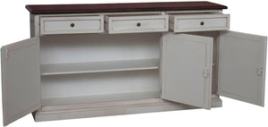 Madia credenza shabby chic bicolore in legno 3 porte l.156 p.42 h.85 - Mobili 2G