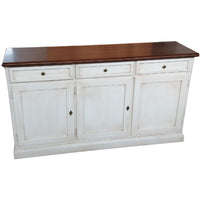 Madia credenza shabby chic bicolore in legno 3 porte l.156 p.42 h.85 - Mobili 2G
