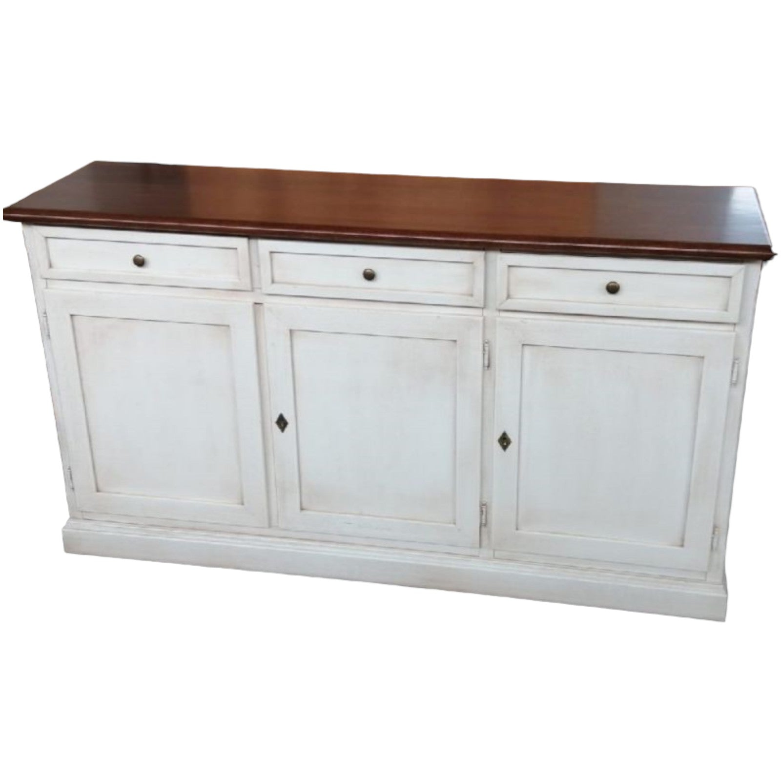 Madia credenza shabby chic bicolore in legno 3 porte l.156 p.42 h.85 - Mobili 2G