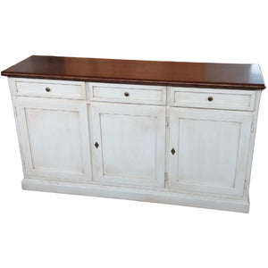 Madia credenza shabby chic bicolore in legno 3 porte l.156 p.42 h.85 - Mobili 2G