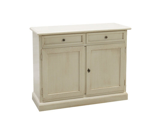 Madia credenza shabby chic in legno 2 porte bianco invecchiato 105x42x85