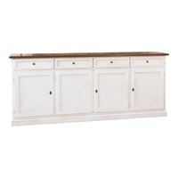 Madia credenza shabby chic in legno 4 porte bicolore l.205 p.42 h.85 - Mobili 2G