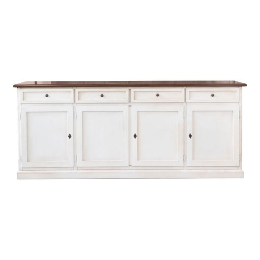 Madia credenza shabby chic in legno 4 porte bicolore l.205 p.42 h.85 - Mobili 2G