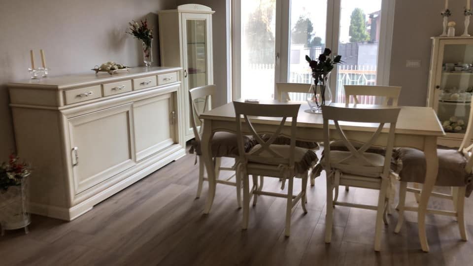 Madia credenza shabby in legno 2 porte scorrevoli(smontabile) l.180 p.48 h.100 (3071) - Mobili 2G