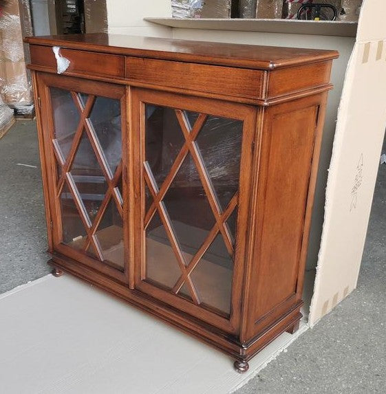 Madia libreria inglesina in legno tinta noce 110x40x100 (765) - Mobili 2G