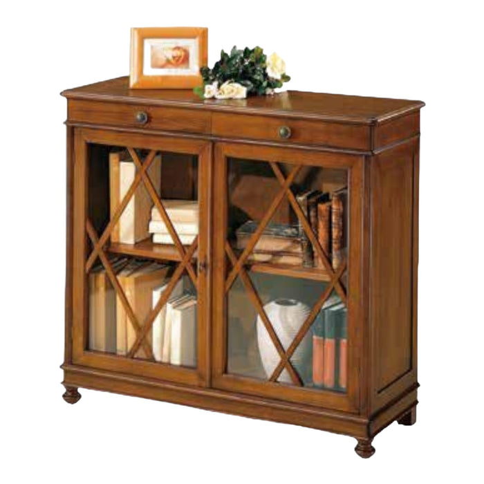 Madia libreria inglesina in legno tinta noce 110x40x100 (765) - Mobili 2G