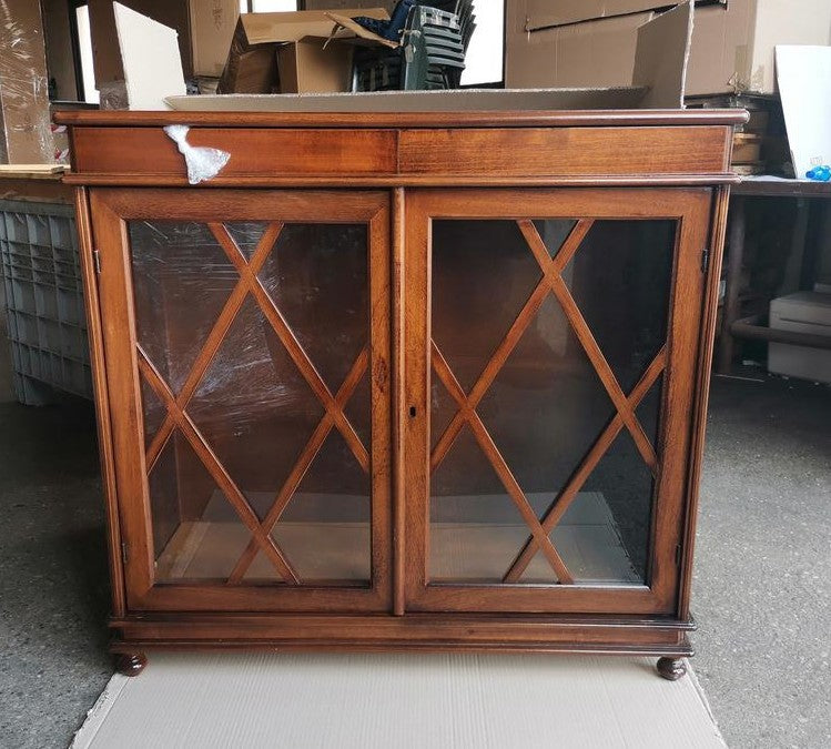 Madia libreria inglesina in legno tinta noce 110x40x100 (765) - Mobili 2G