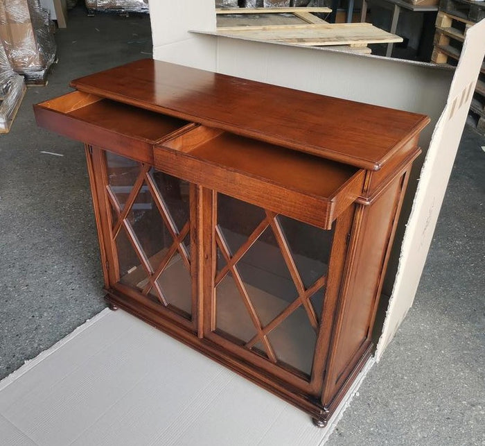 Madia libreria inglesina in legno tinta noce 110x40x100 (765) - Mobili 2G