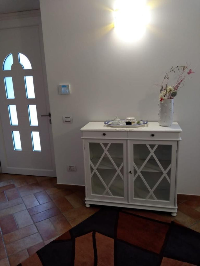 Madia libreria inglesina legno bianco opaco 110x40x100 (1204) - Mobili 2G