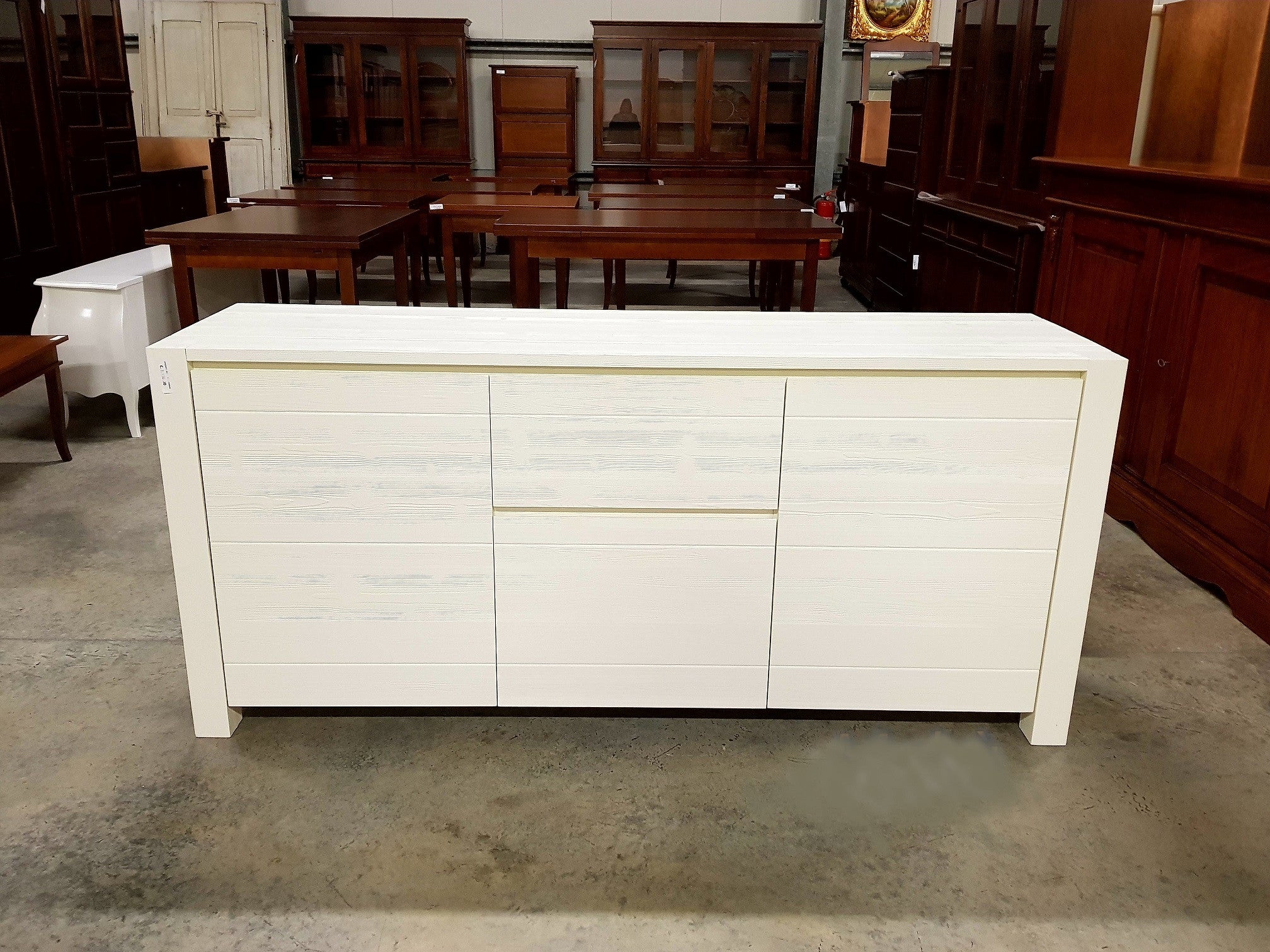 Madia moderna 2 ante e 2 cassetti abete bianco spazzolato  l.185p.50h.84 (635) - Mobili 2G