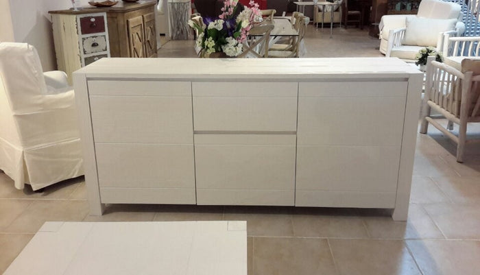 Madia moderna 2 ante e 2 cassetti abete bianco spazzolato  l.185p.50h.84 (635) - Mobili 2G