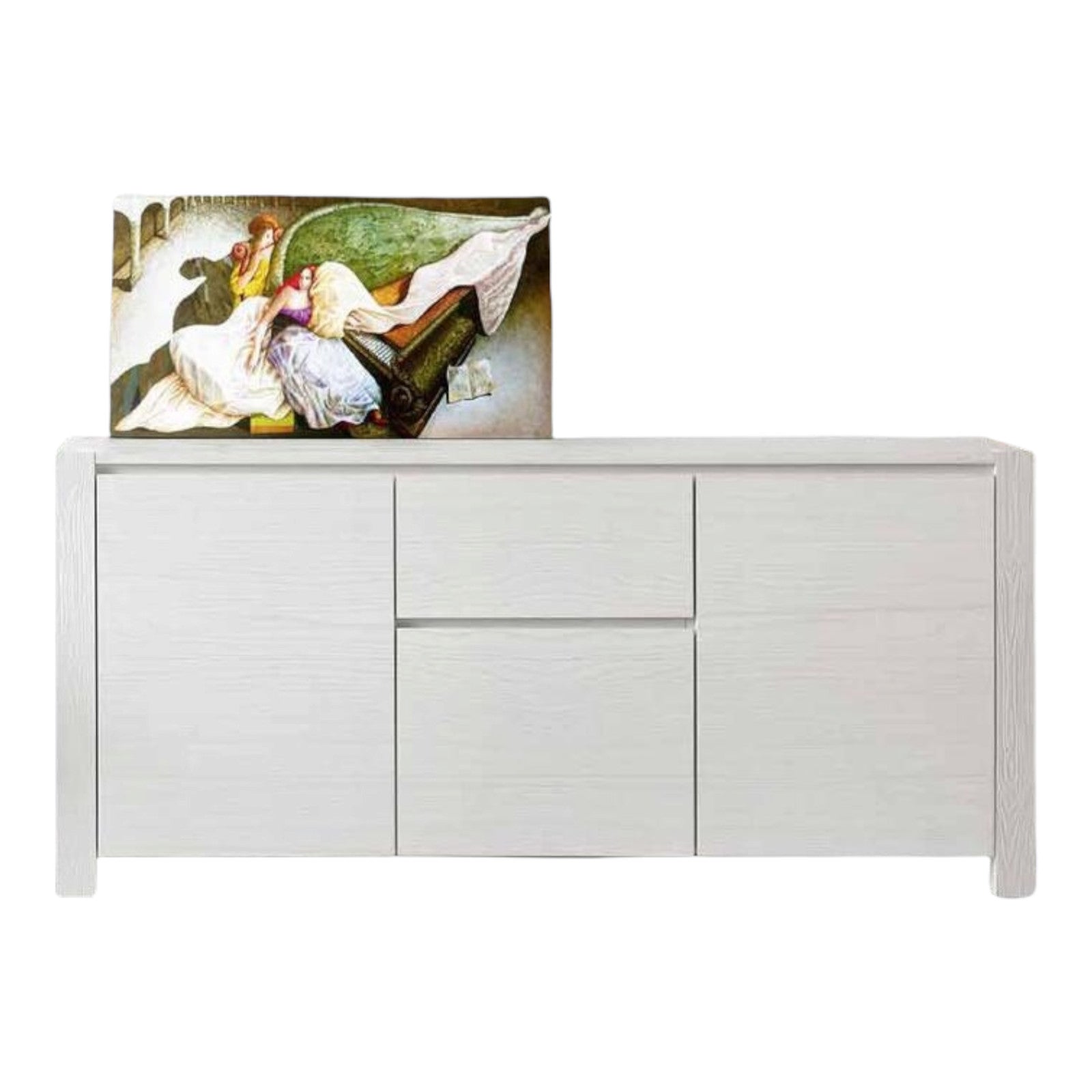 Madia moderna 2 ante e 2 cassetti abete bianco spazzolato  l.185p.50h.84 (635) - Mobili 2G