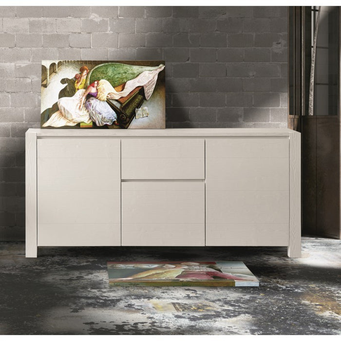 Madia moderna 2 ante e 2 cassetti abete bianco spazzolato  l.185p.50h.84 (635) - Mobili 2G