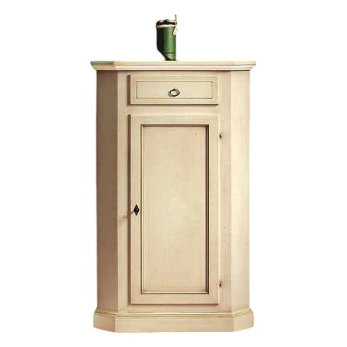 Mobile ad angolo 1 anta legno shabby avorio anticato 54x54x130 - Mobili 2G