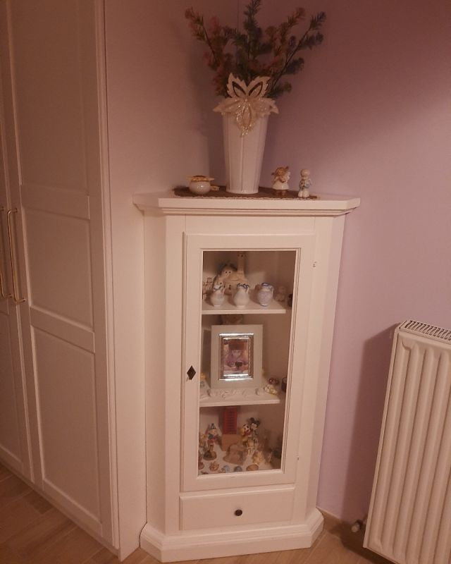 Mobile ad angolo 1 anta legno shabby bianco 50x50x130 (724) - Mobili 2G