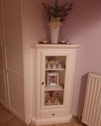 Mobile ad angolo 1 anta legno shabby bianco 50x50x130 (724) - Mobili 2G