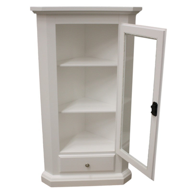 Mobile ad angolo 1 anta legno shabby bianco 50x50x130 (724) - Mobili 2G