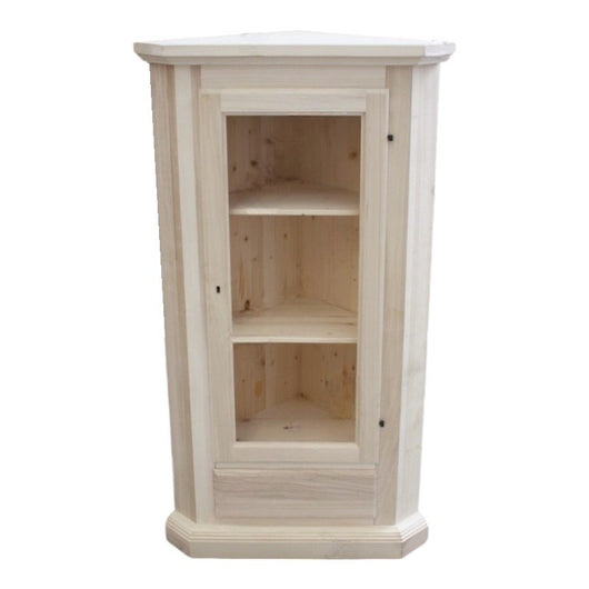 Mobile angolare vetrina 1 porta classico legno grezzo l.50 p.50 h.130 (724) - Mobili 2G