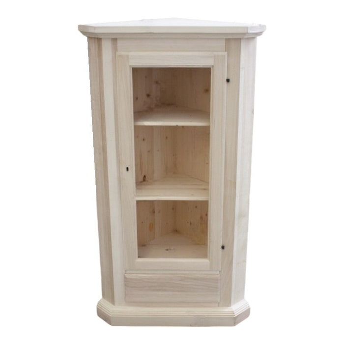 Mobile angolare vetrina 1 porta classico legno grezzo l.50 p.50 h.130 (724) - Mobili 2G