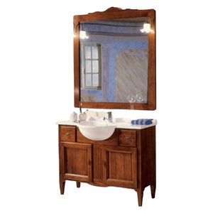 Mobile bagno 108 cm in legno lavabo 2 cassetti 2 porte e specchio - Mobili 2G