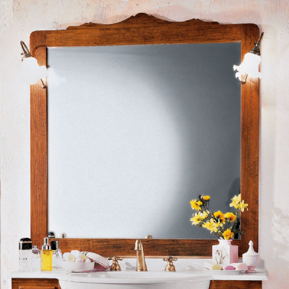 Mobile bagno 115 cm in legno lavabo 2 cassetti 3 porte e specchio