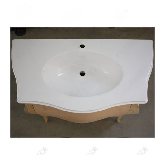 Mobile bagno 3 cassetti bombato con lavello legno grezzo 108x55x82 - Mobili 2G