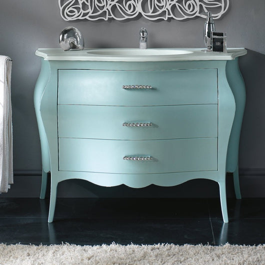 Mobile bagno 3 cassetti laccato acqua marina madreperla misura l.118 p.55 h.82